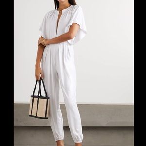 Norma Kamali Rectangle Jog stretch-lamé jumpsuit
